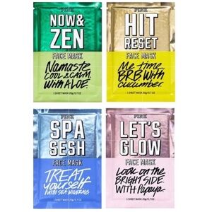 Pack‎ of 4 VICTORIA’S SECRET PINK Face Sheet Mask Spa Facial Skincare Bundle